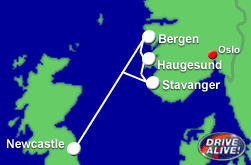 dfds newcastle to norway route map