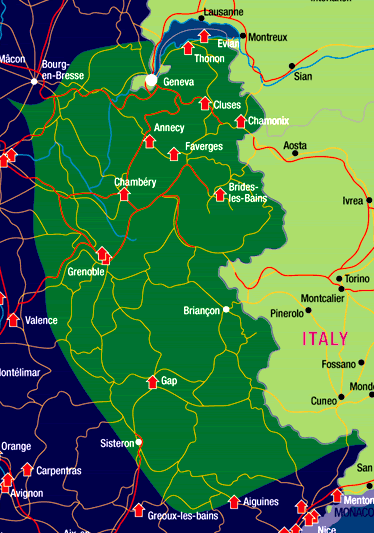 Map of the Alps and surrounding area